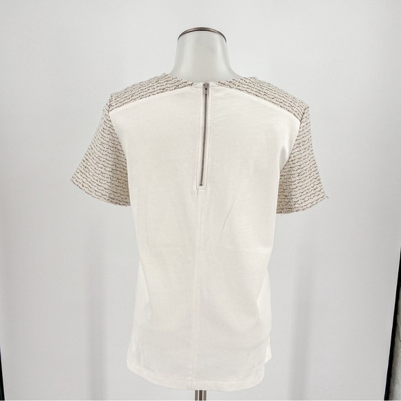 J.Crew Snow Ivory Cream w/ Gold Tweed Short Sleeve Top - Picture 4 of 5